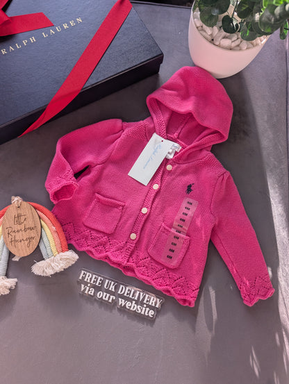 New Ralph Lauren Baby Pink Delicate Knit Cute Cardigan 3-6m Cute Baby Girl Gift