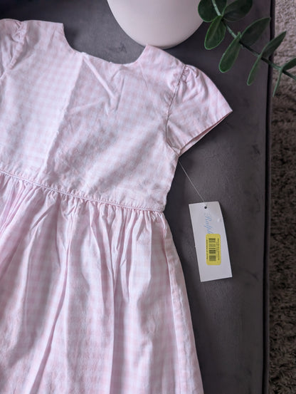 New Ralph Lauren Pink Gingham Checked Pretty Button Back Dress 12-18m Summer