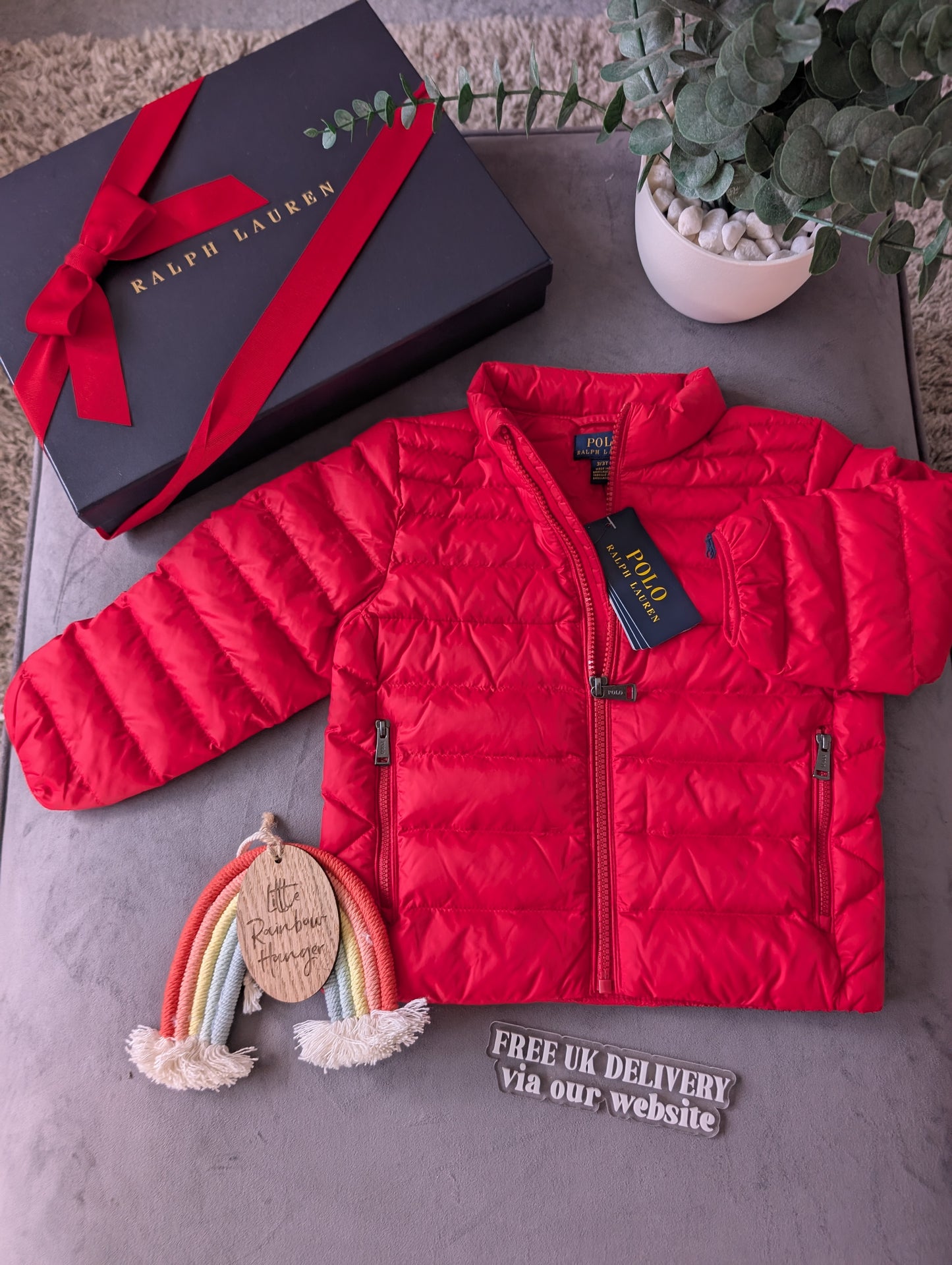 New Quilted Ralph Lauren Puffer down filled Coat Boys 2-3y Red Smart Gift Spring