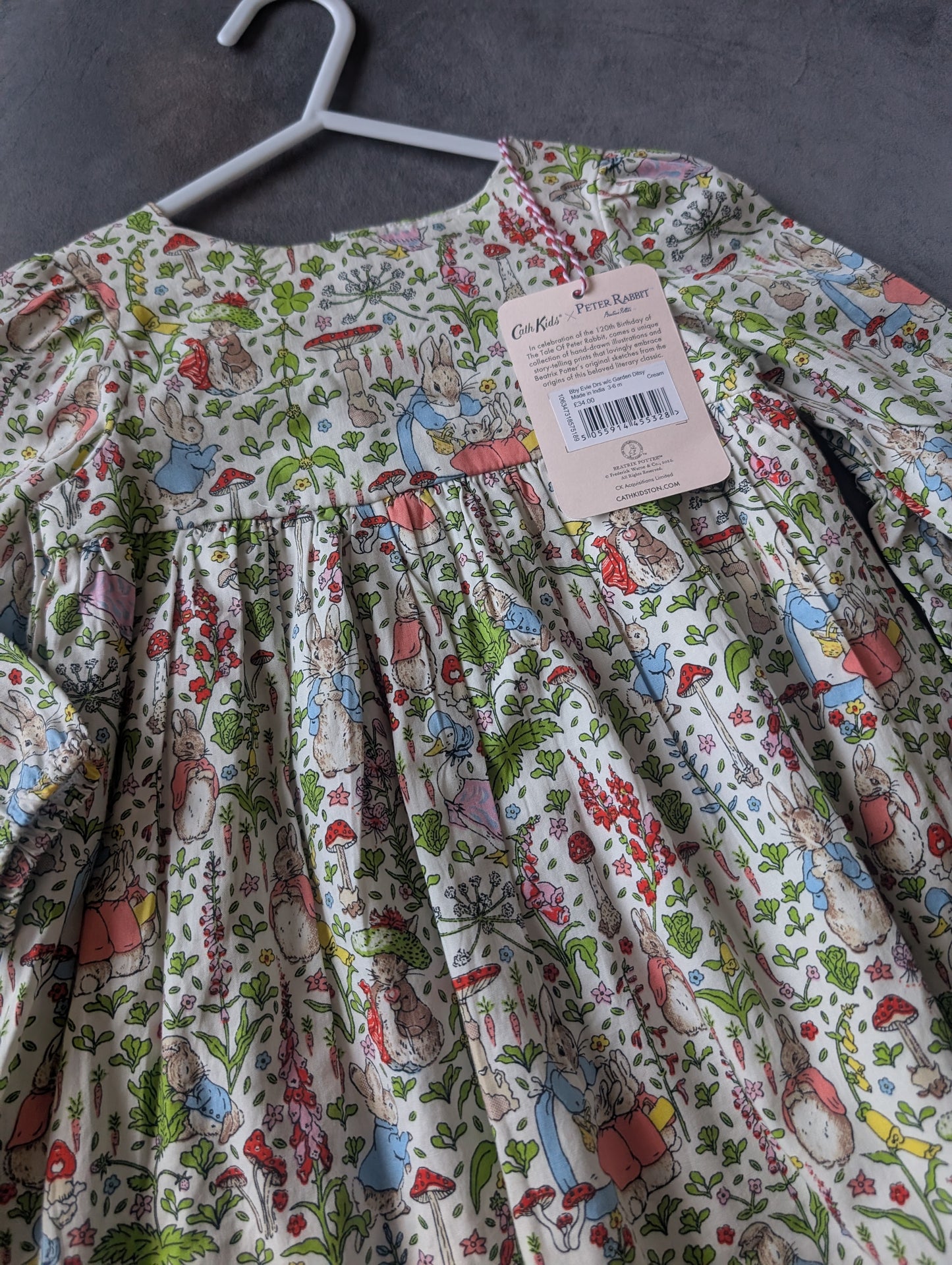 New Cute Beatrix Potter Cath Kidston Peter Rabbit Dress & Bloomers 3-6 m Gift