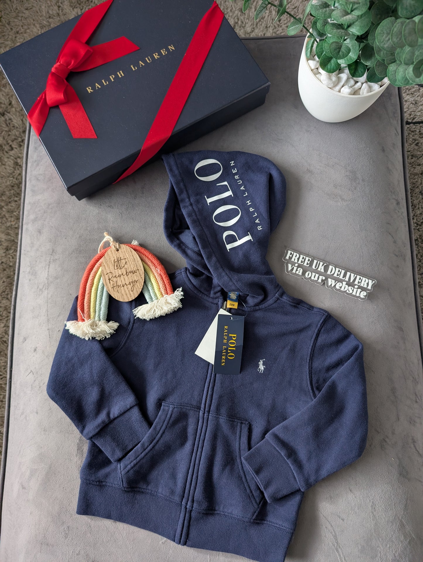 New Ralph Lauren Navy Polo Club Jumper Boys Hoodie Size 2-3yr Gift Kids Smart