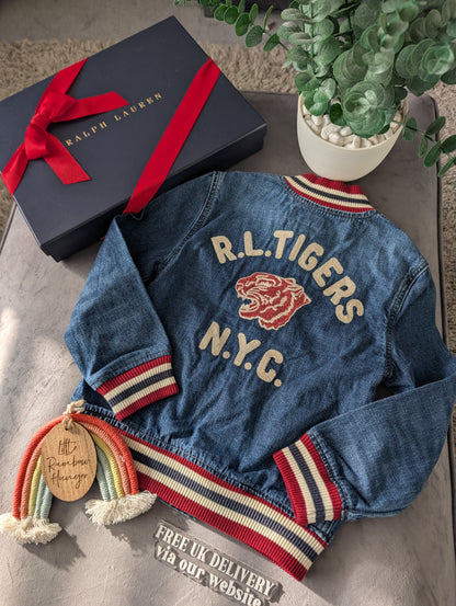 New Ralph Lauren Gorgeous Tigers Denim Style Jacket Gift 5-6y Unisex USA Gift