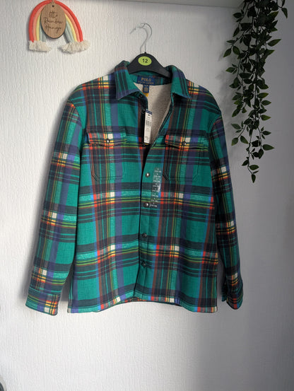 New Ralph Lauren Shacket Shirt Jacket Plaid Lumberjack Kids 12-14yr Green Gift