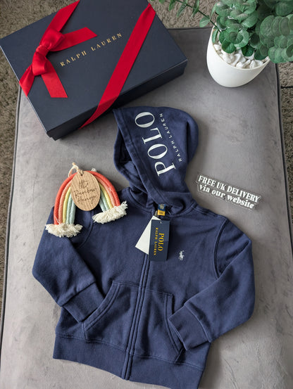 New Ralph Lauren Navy Polo Club Jumper Boys Hoodie Size 2-3yr Gift Kids Smart