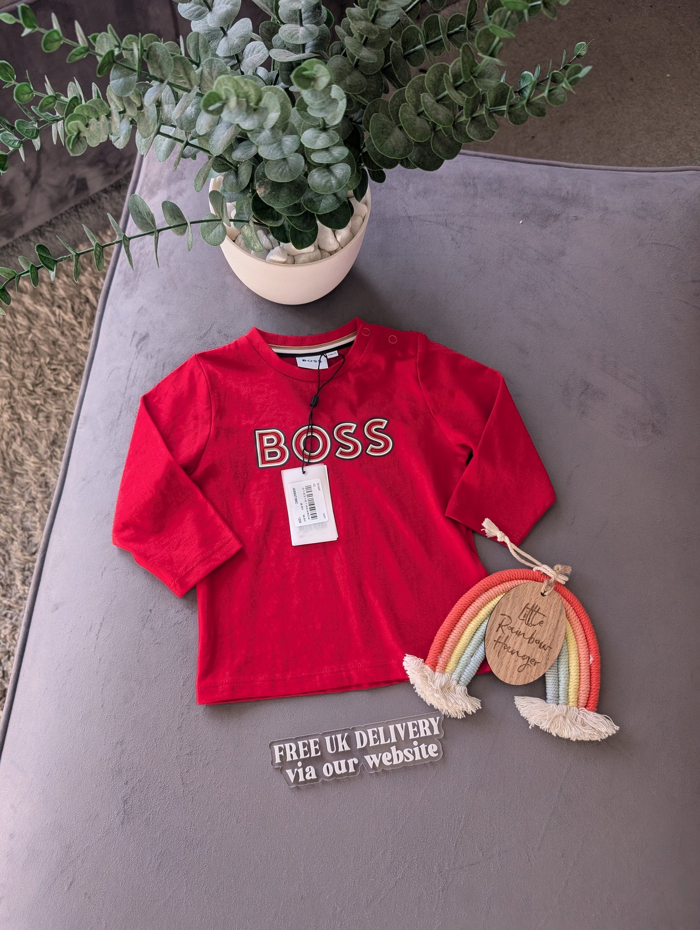 New Hugo Boss Baby Boy Smart Red T Shirt Age 9-12m Occasion Gift RRP £55