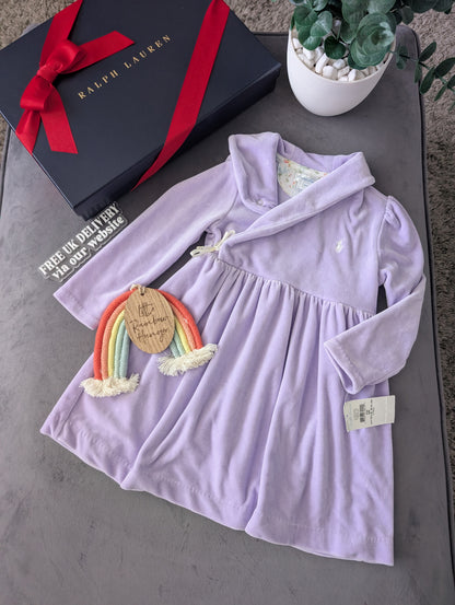 New USA Ralph Lauren Import Lilac Lavender Velvet Dress Baby Girl Gift 18-24