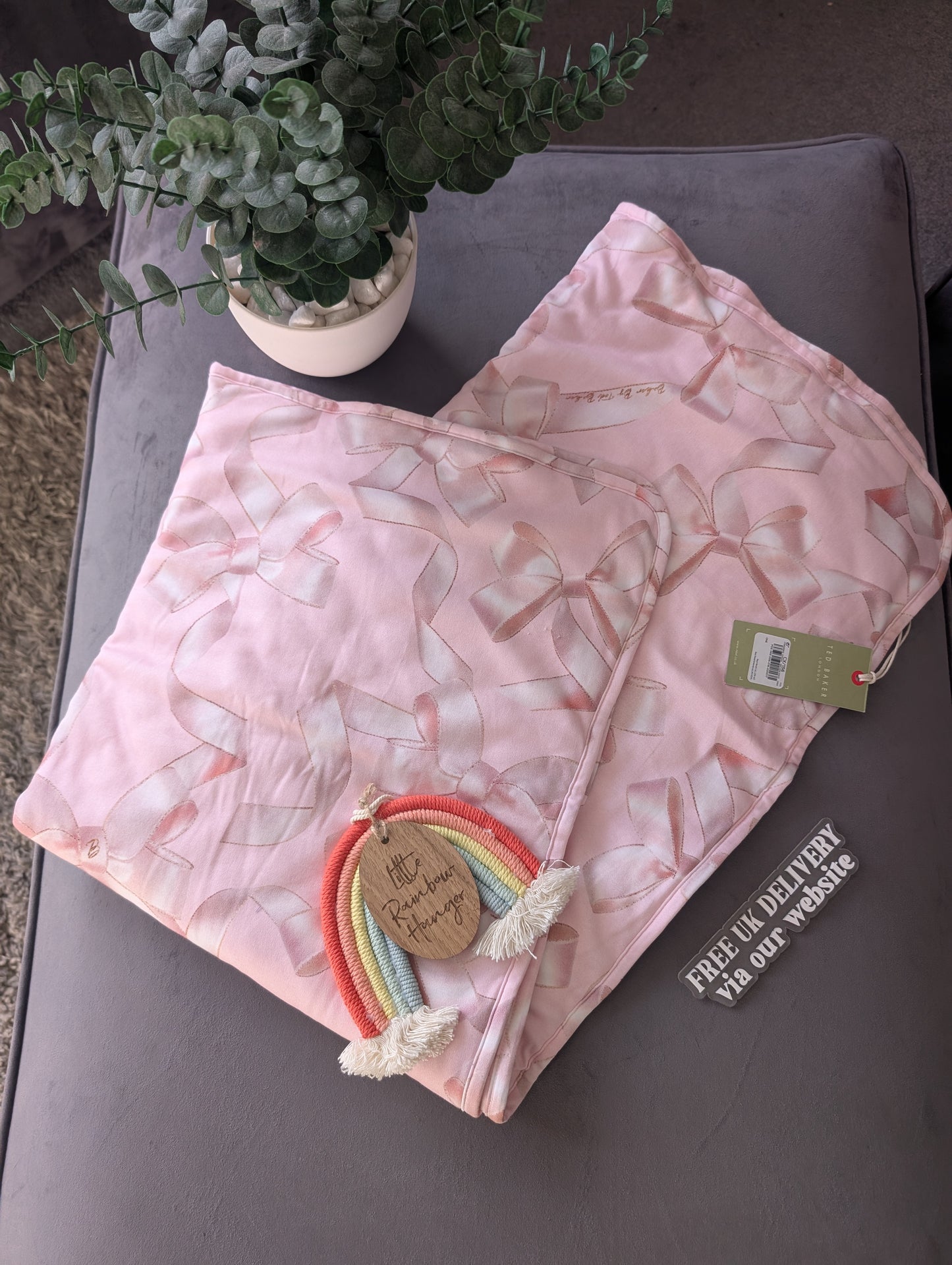 New Ted Baker Baby Blanket Pink Bows Luxury Cute Baby Gift Newborn Baby Shower