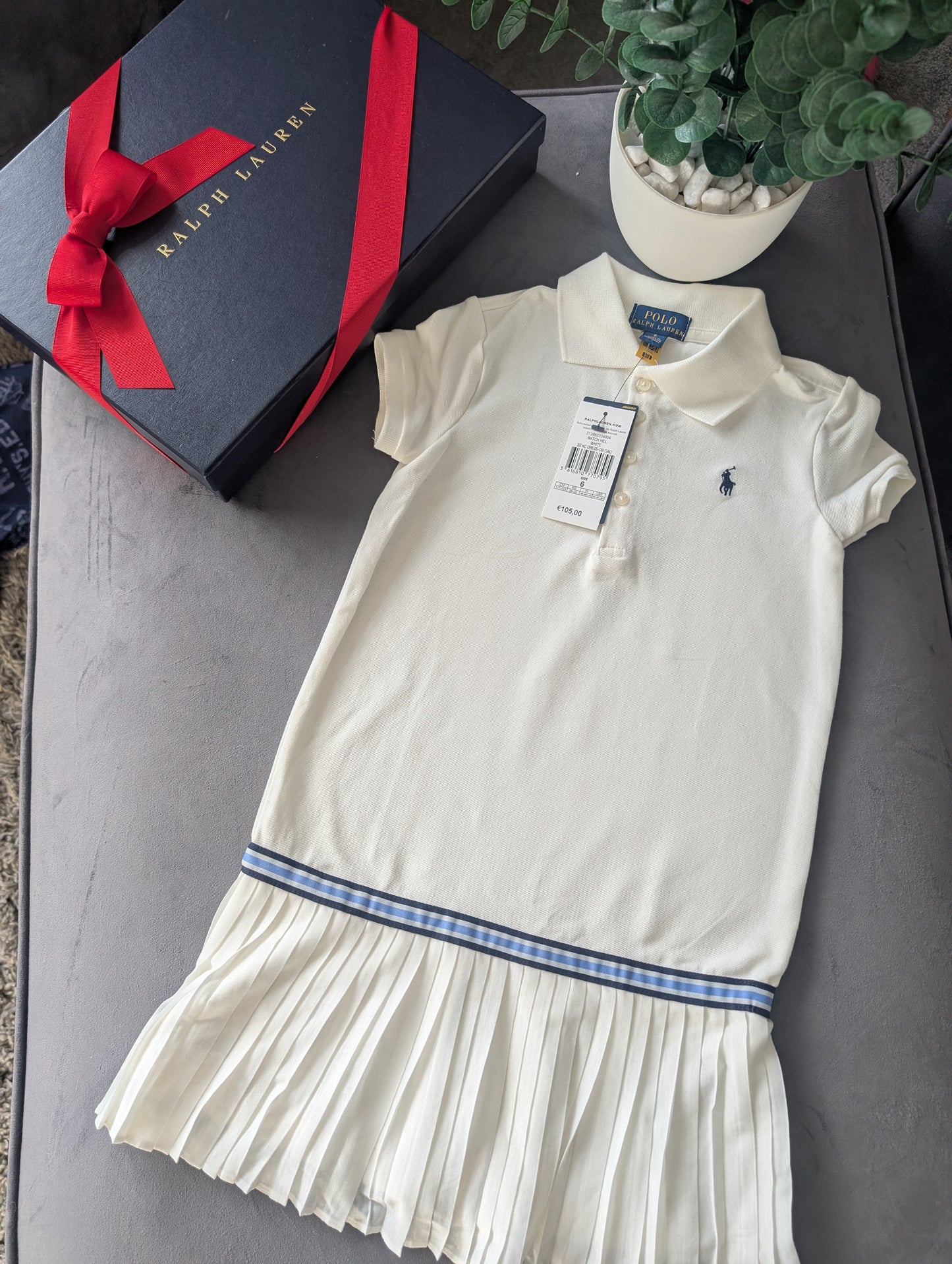 New Ralph Lauren Pleated shirt dress Ivory Age 5-6 Years Occasion Formal Tennis