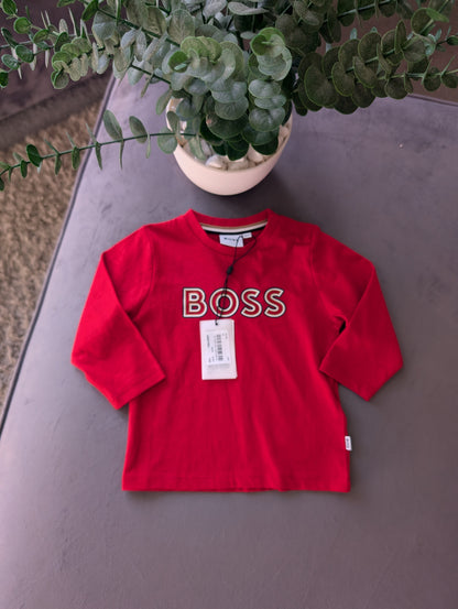 New Hugo Boss Baby Boy Smart Red T Shirt Age 9-12m Occasion Gift RRP £55