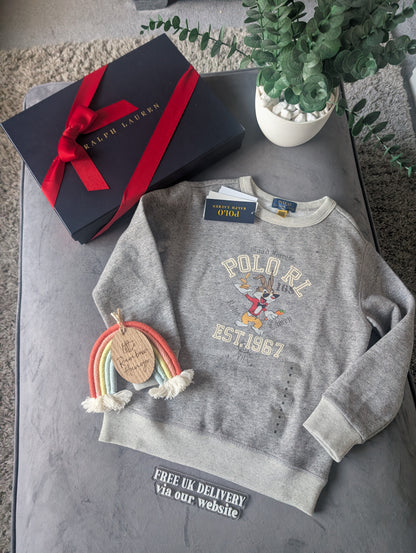 New stunning Ralph Lauren Easter Bunny Grey Cute Jumper fleece 6yrs Lunar gift