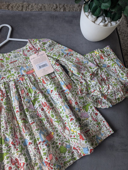 New Cute Beatrix Potter Cath Kidston Peter Rabbit Dress & Bloomers 3-6 m Gift