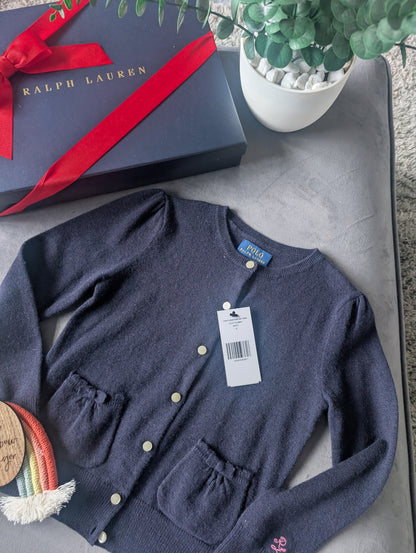 New Ralph Lauren Girls Knitted Cardigan 6 Years BNWT occasion Gift Smart Navy Bows