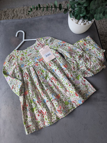 New Cute Beatrix Potter Cath Kidston Peter Rabbit Dress & Bloomers 3-6 m Gift