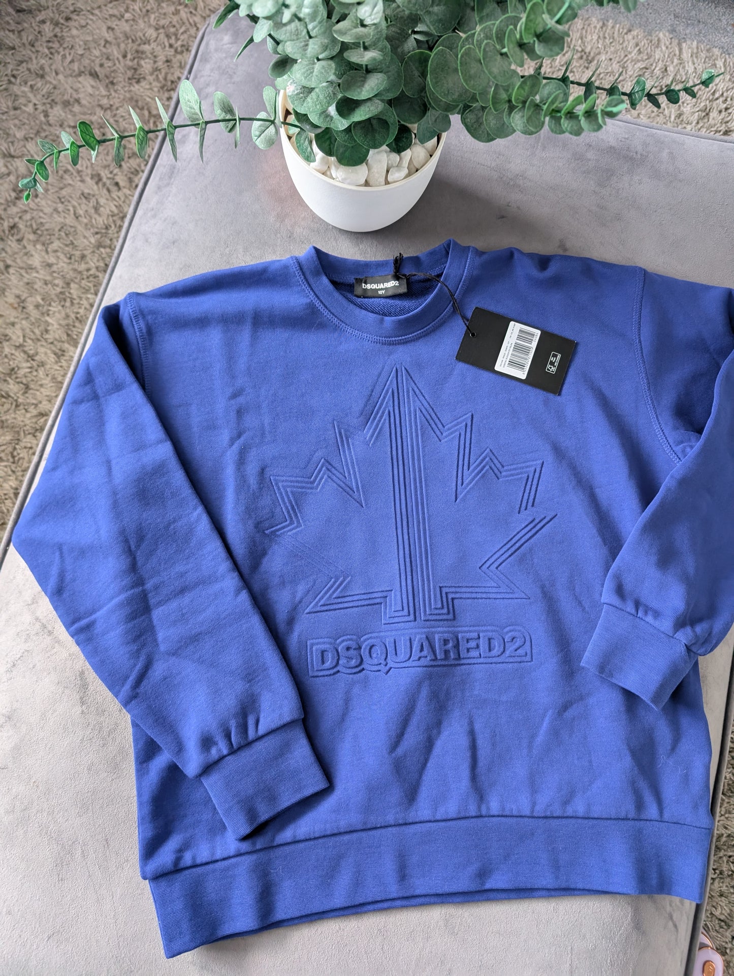 New Gorgeous Dsquared Boys Sweatshirt Jumper  9-10yrs Blue Felpa Slouch Fit £120