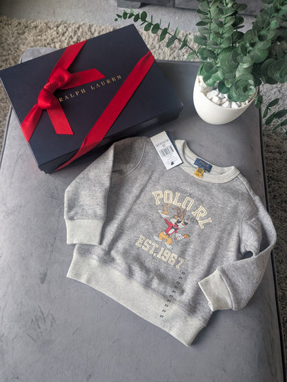 New stunning Ralph Lauren Bunny Luna Easter Grey Cute Jumper fleece 2yrs gift