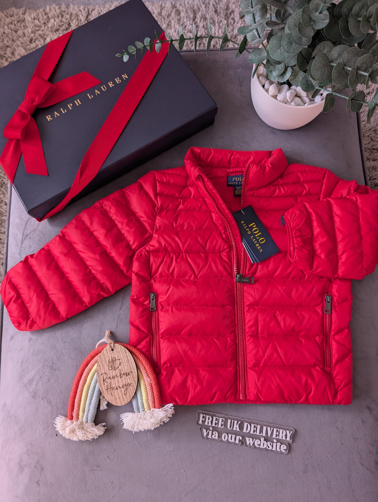 New Quilted Ralph Lauren Puffer down filled Coat Boys 2-3y Red Smart Gift Spring