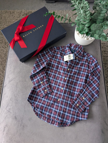 New Ralph Lauren Red Tartan Check Boys Shirt Smart Occasion Age 4 Yrs Gift