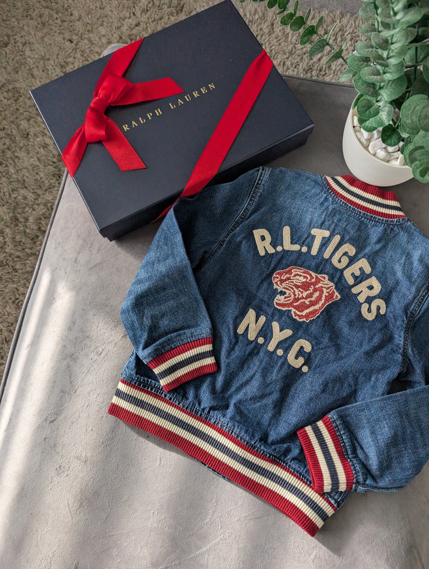 New Ralph Lauren Gorgeous Tigers Denim Style Jacket Gift 5-6y Unisex USA Gift