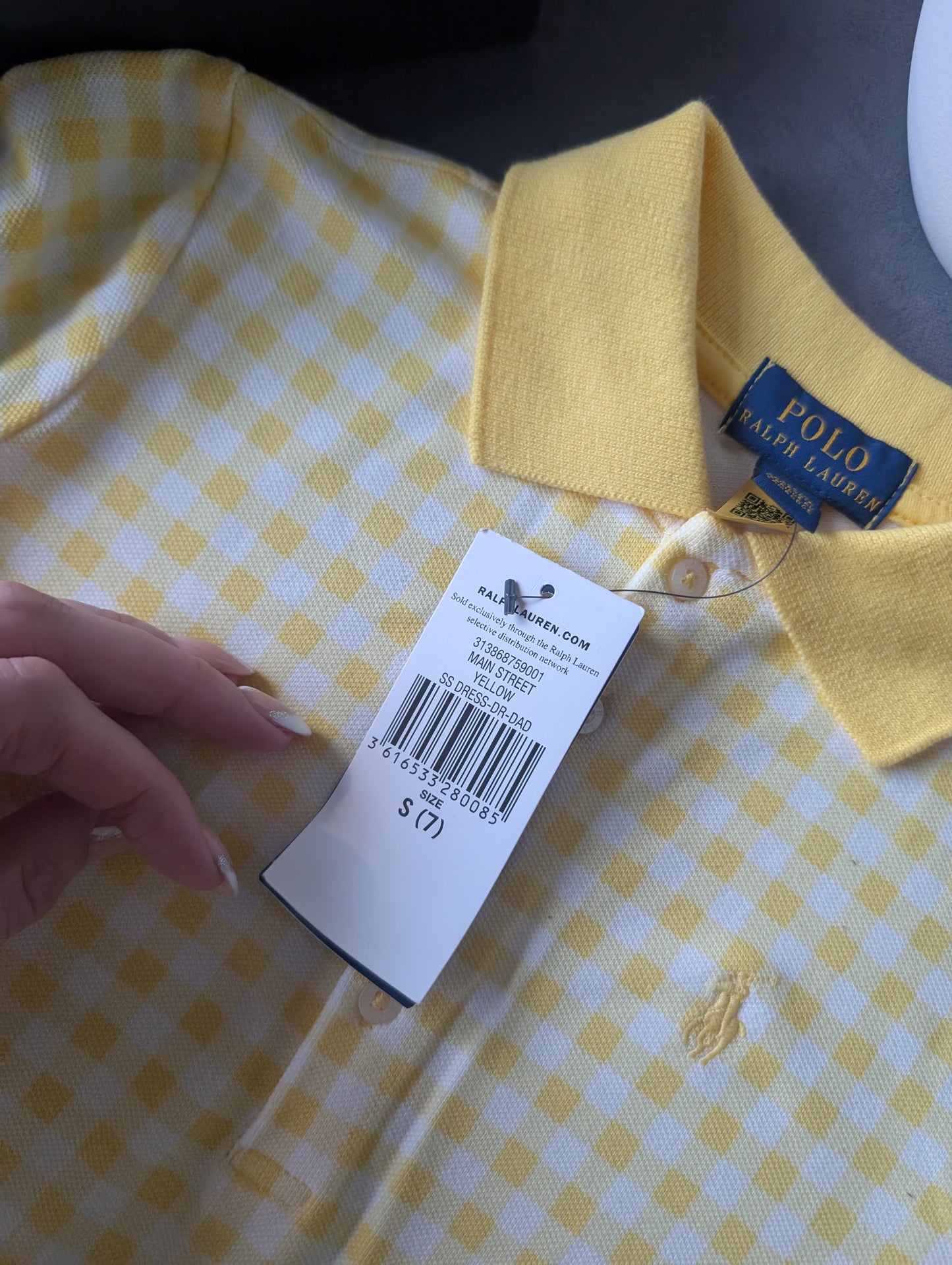 New Ralph Lauren Girls Yellow Gingham Checked Frill Summer Dress 7yr Pretty Gift