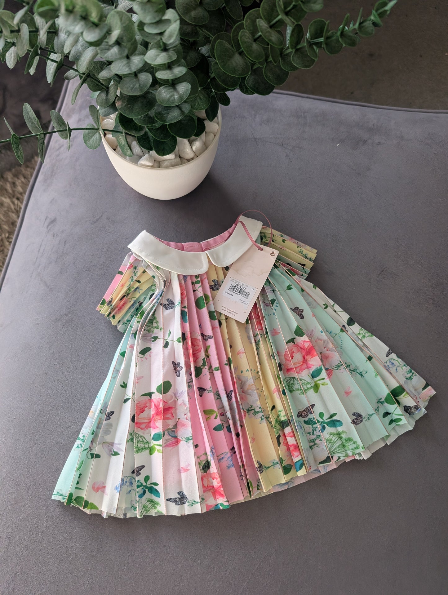 New Ted Baker Baby Girls Pleated Rainbow Occasion Dress Floaty 0-3m Gift Spring