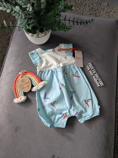 New Ted Baker Baby Girl Sleepsuit Bubble Romper Frill Gift 0-3m Pretty Cute Teal