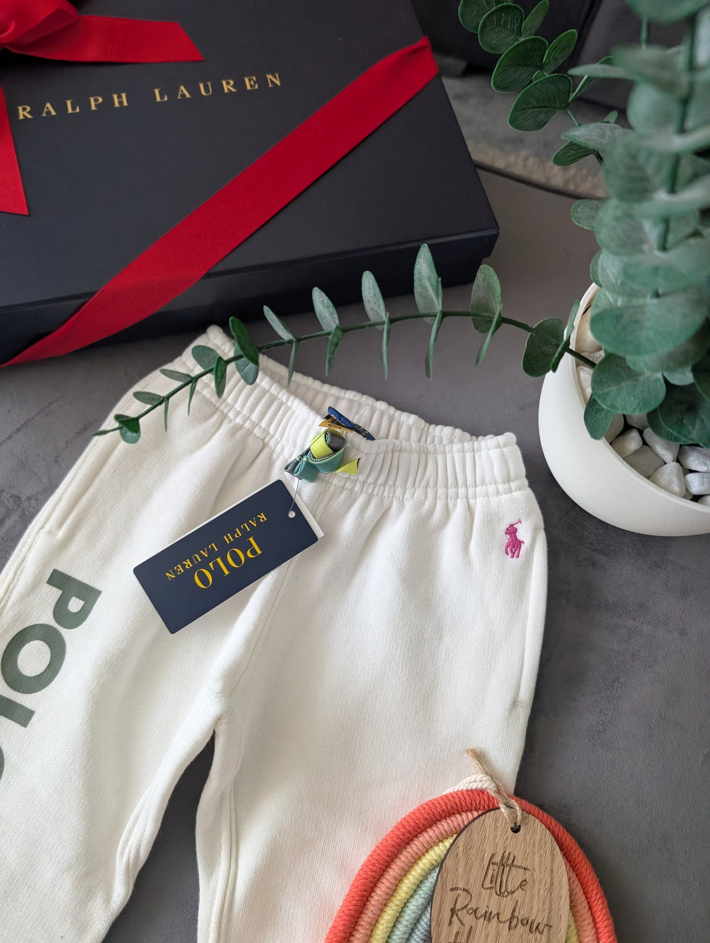 New Polo Ralph Lauren Baby Girls Joggers Trousers 18-24m Ivory RRP £75.00 Gift