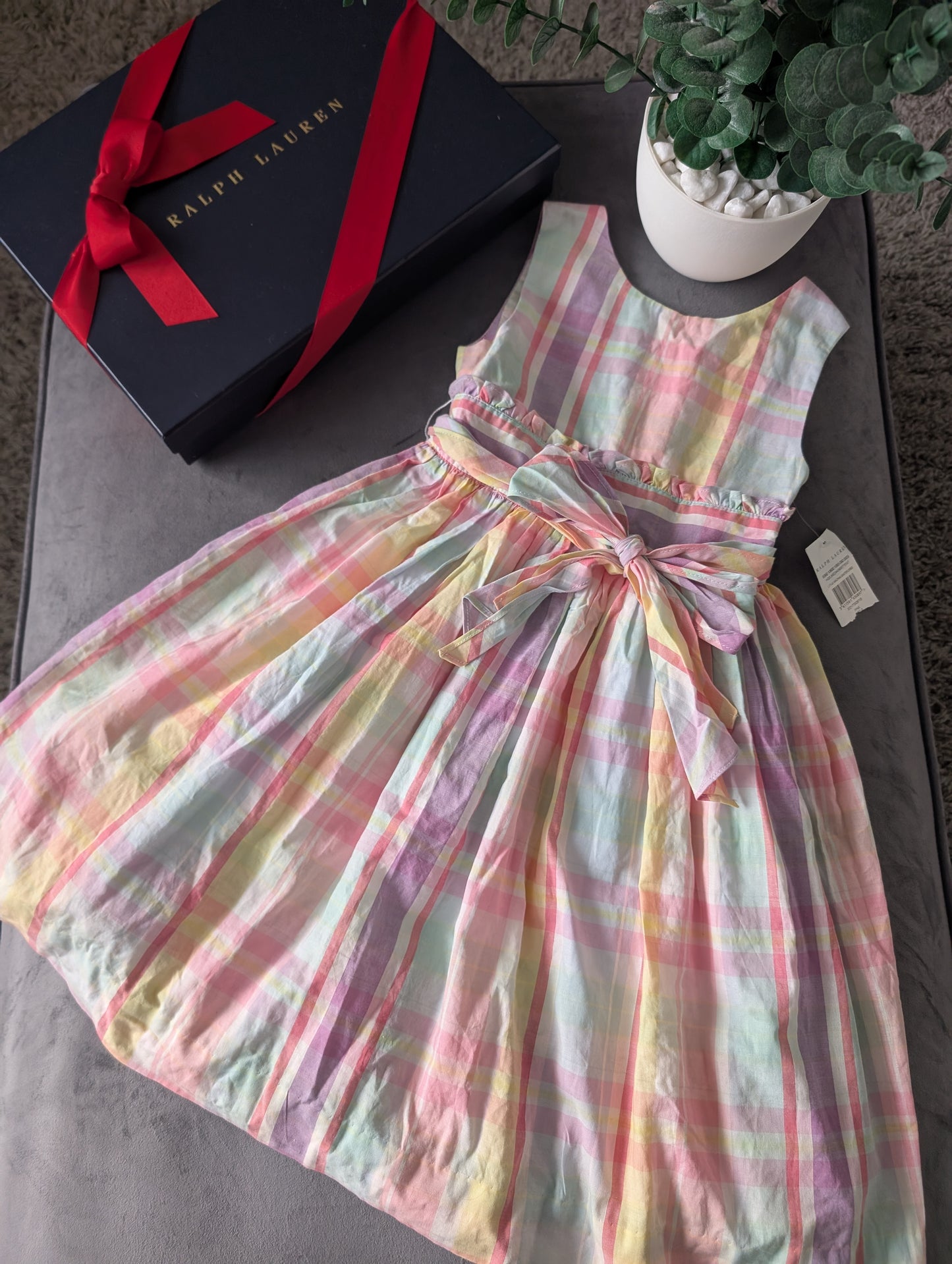 New Stunning Ralph Lauren USA Vintage Multi Dress Rainbow Fit Flare Occasion 5yr