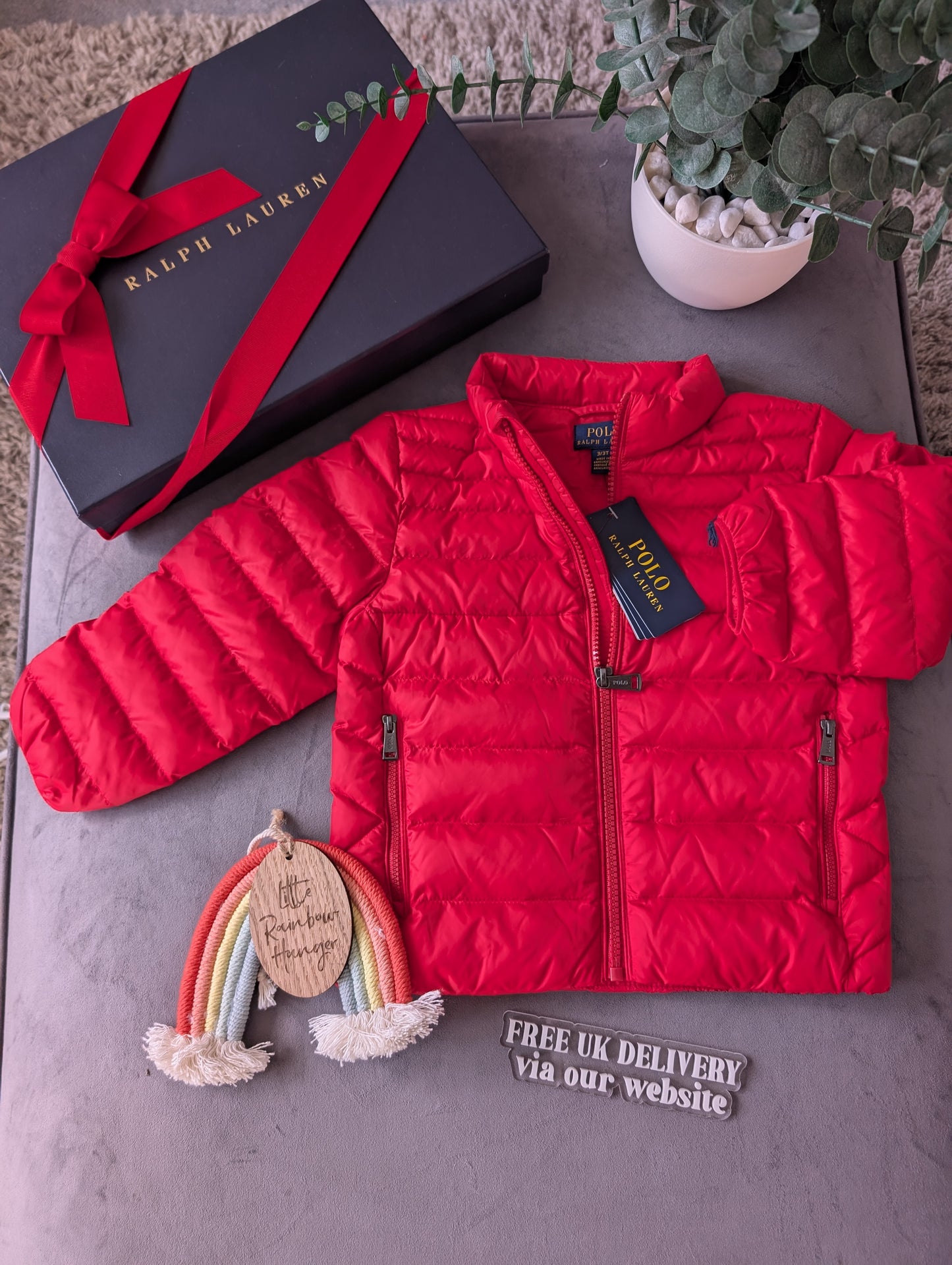 New Quilted Ralph Lauren Puffer down filled Coat Boys 2-3y Red Smart Gift Spring