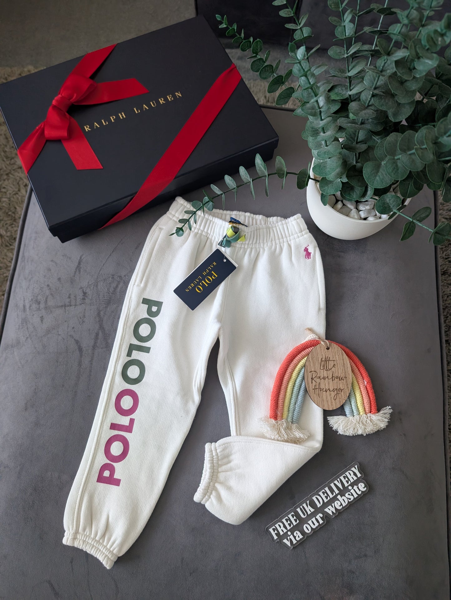 New Polo Ralph Lauren Baby Girls Joggers Trousers 18-24m Ivory RRP £75.00 Gift