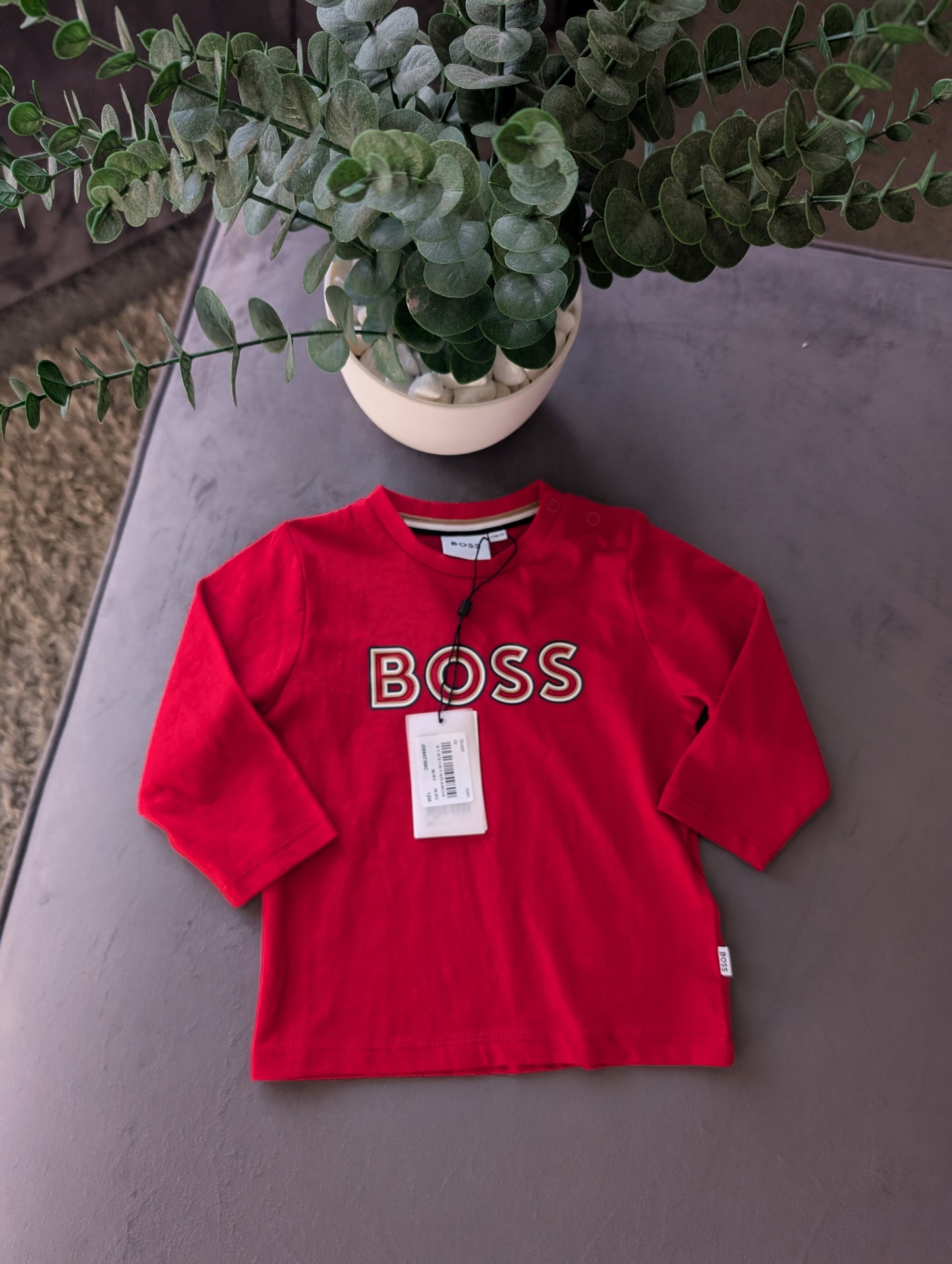 New Hugo Boss Baby Boy Smart Red T Shirt Age 9-12m Occasion Gift RRP £55