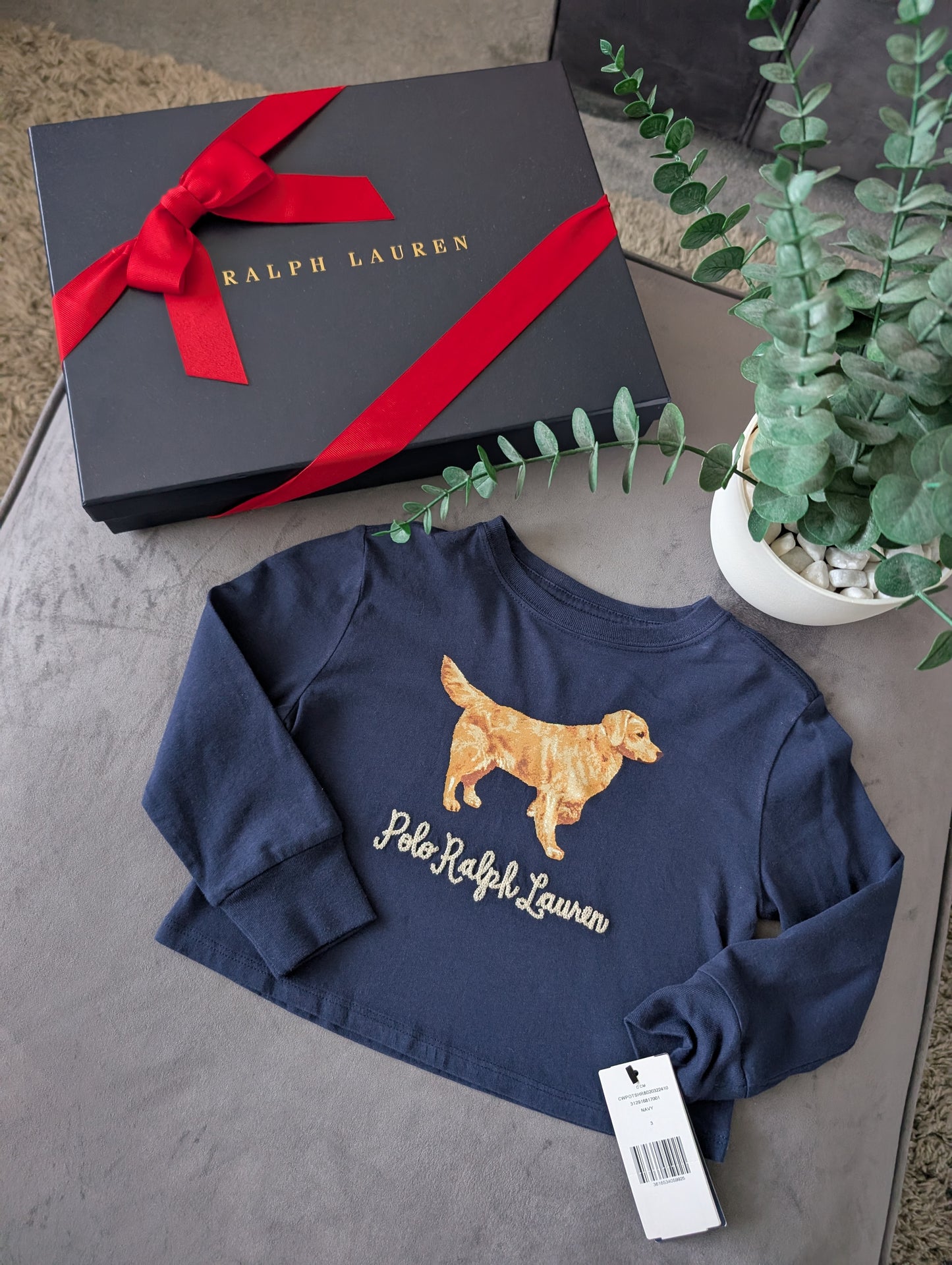 New Ralph Lauren Girls Long sleeve Dog Polo Ralph Embroidered T Shirt 2-3y