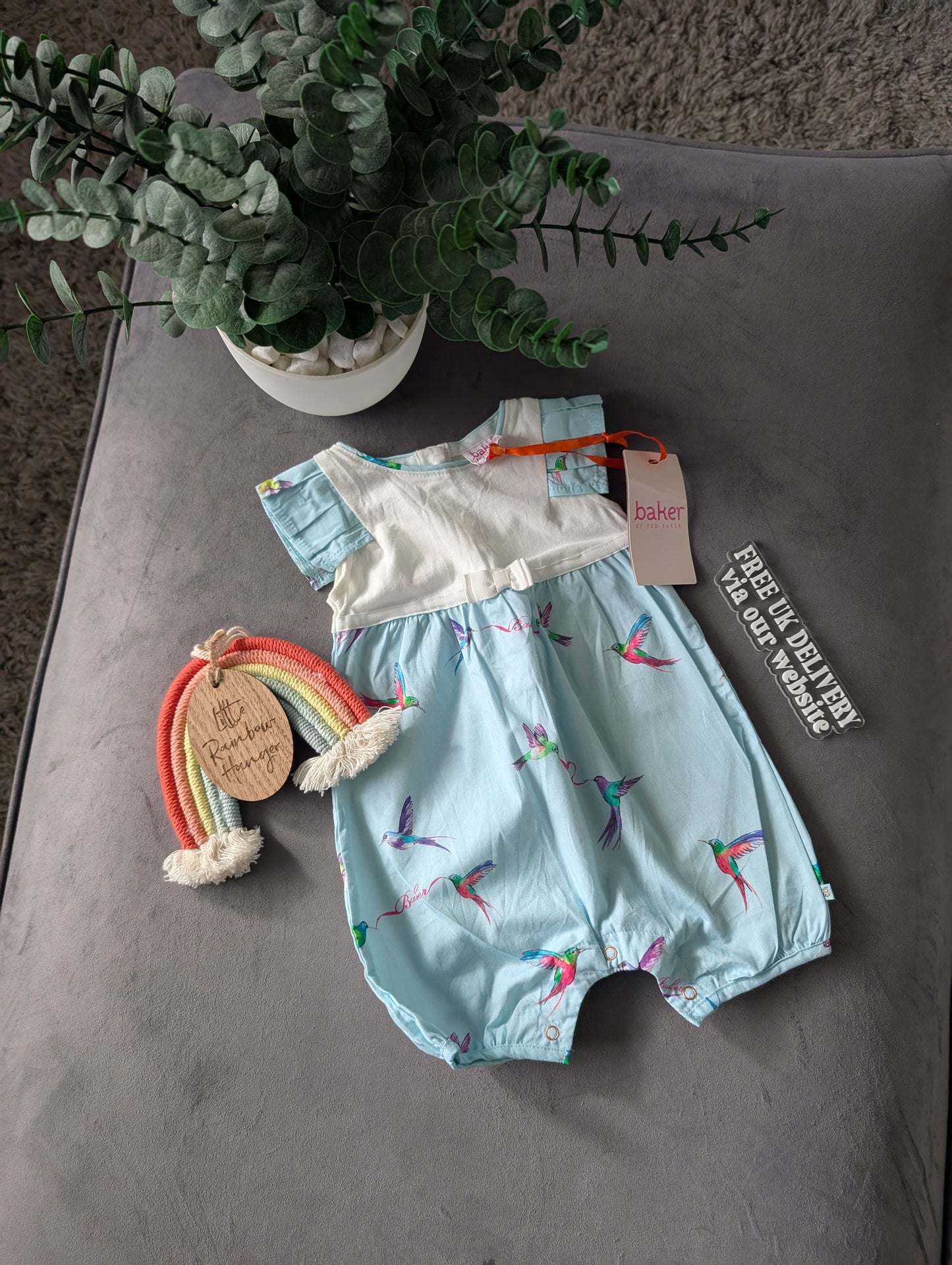 New Ted Baker Baby Girl Sleepsuit Bubble Romper Frill Gift 0-3m Pretty Cute Teal