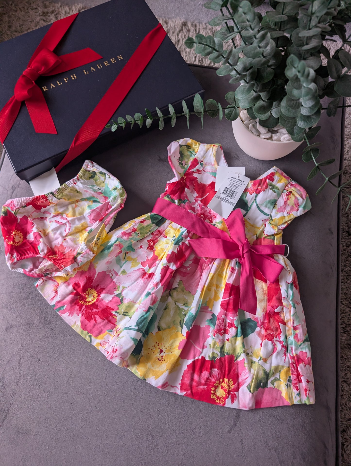 New Ralph Lauren Baby Girls Ditsy Floral Dress Occasion Pretty 3-6m Gift Cute