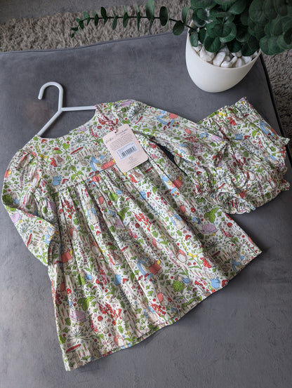 New Cute Beatrix Potter Cath Kidston Peter Rabbit Dress & Bloomers 3-6 m Gift