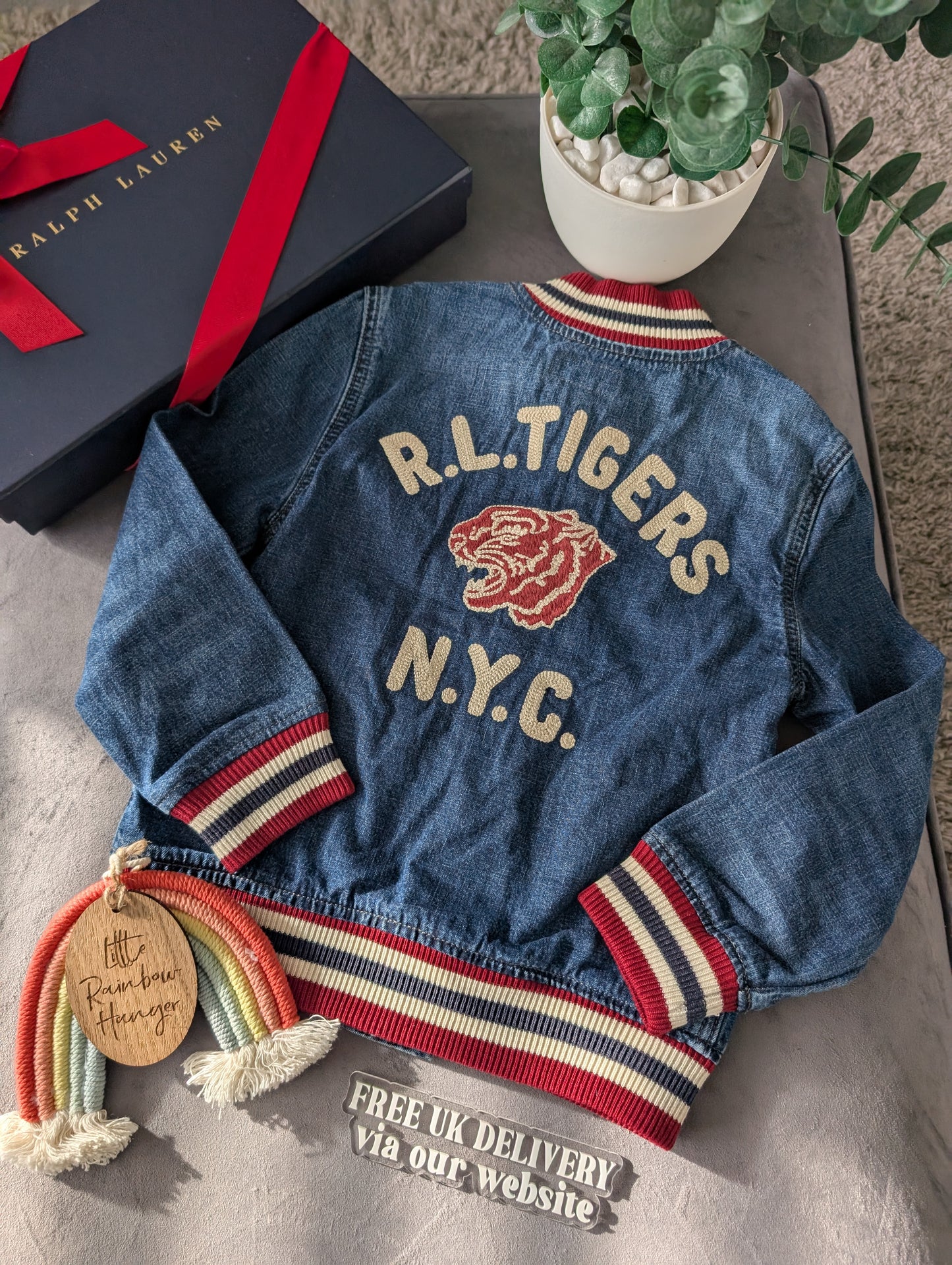 New Ralph Lauren Gorgeous Tigers Denim Style Jacket Gift 5-6y Unisex USA Gift