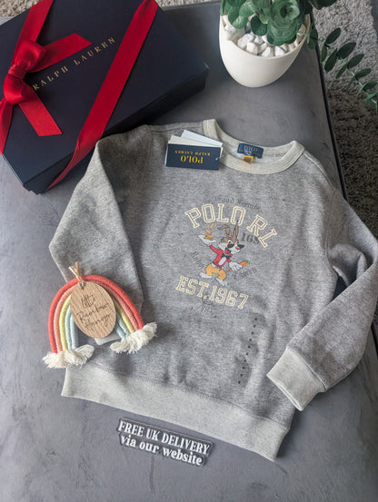 New stunning Ralph Lauren Easter Bunny Grey Cute Jumper fleece 6yrs Lunar gift