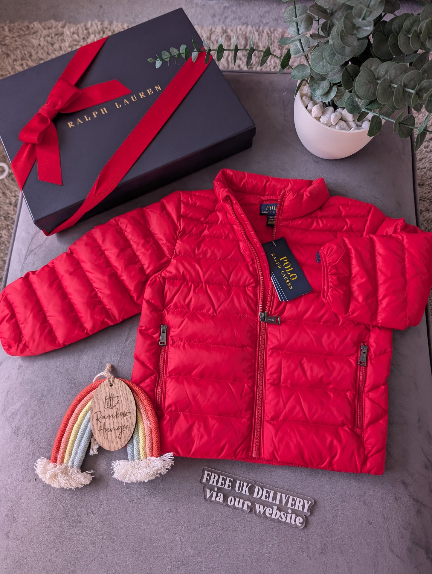 New Quilted Ralph Lauren Puffer down filled Coat Boys 2-3y Red Smart Gift Spring