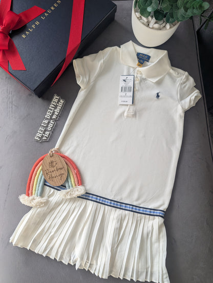 New Ralph Lauren Pleated shirt dress Ivory Age 5-6 Years Occasion Formal Tennis