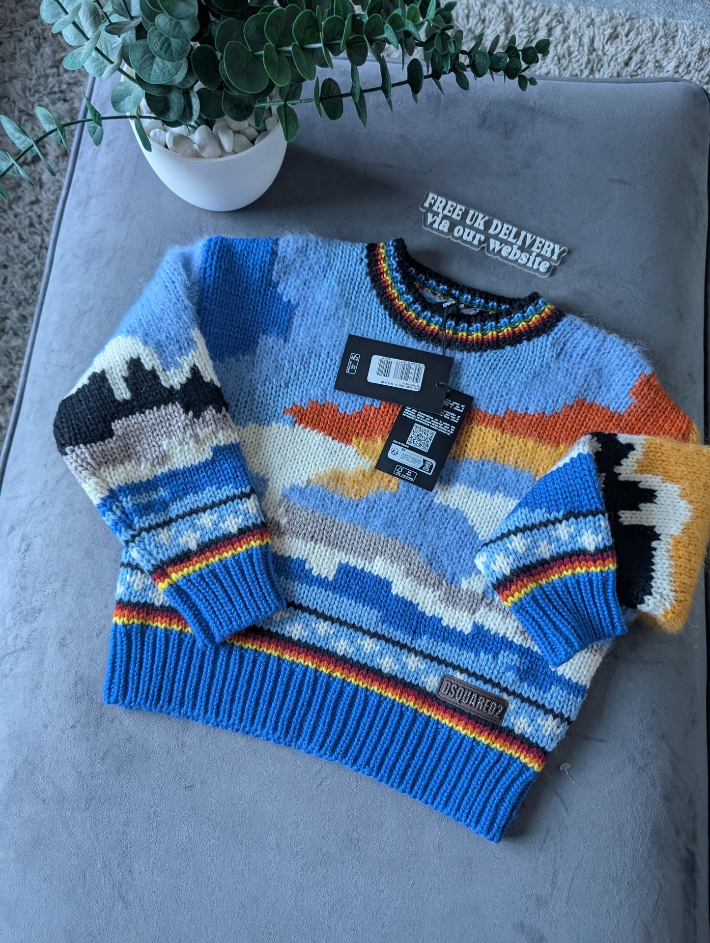 New Dsquared2 Bears Dawn Pullover Kids 5-6 Years Fantasy Wool Mohair Unisex Designer