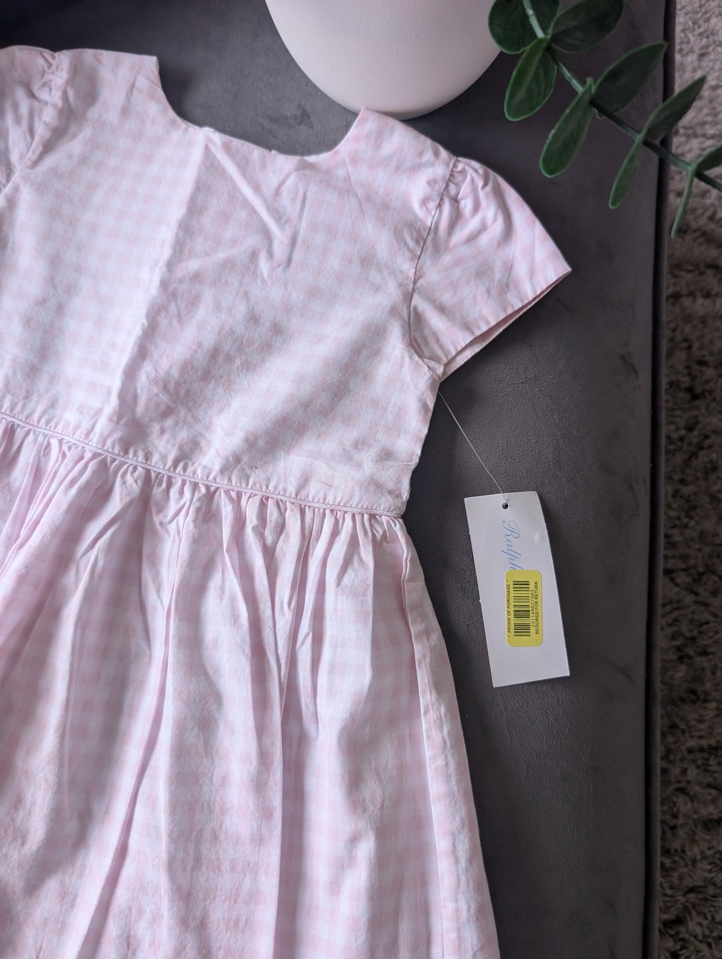 New Ralph Lauren Pink Gingham Checked Pretty Button Back Dress 12-18m Summer