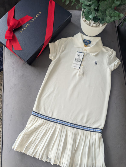 New Ralph Lauren Pleated shirt dress Ivory Age 5-6 Years Occasion Formal Tennis