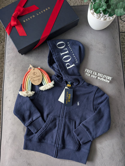 New Ralph Lauren Navy Polo Club Jumper Boys Hoodie Size 2-3yr Gift Kids Smart