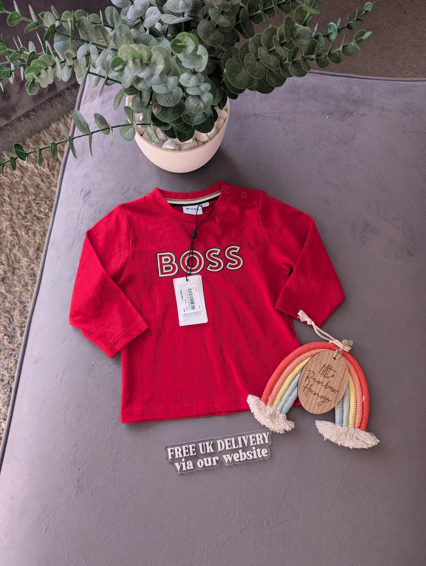 New Hugo Boss Baby Boy Smart Red T Shirt Age 9-12m Occasion Gift RRP £55