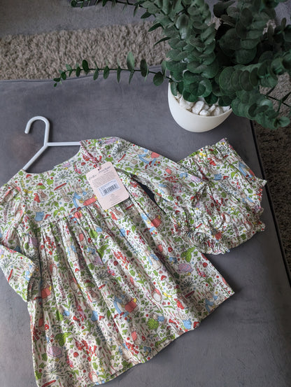 New Cute Beatrix Potter Cath Kidston Peter Rabbit Dress & Bloomers 3-6 m Gift