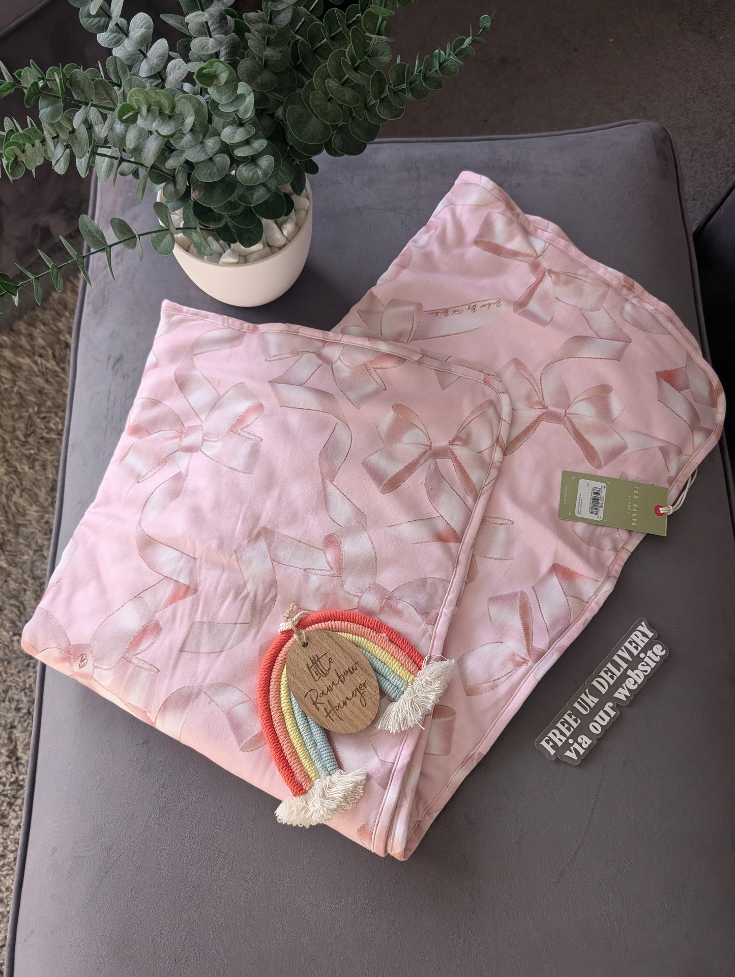 New Ted Baker Baby Blanket Pink Bows Luxury Cute Baby Gift Newborn Baby Shower