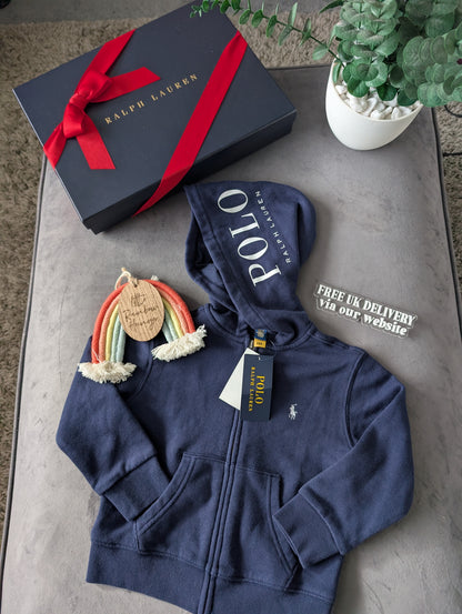 New Ralph Lauren Navy Polo Club Jumper Boys Hoodie Size 2-3yr Gift Kids Smart