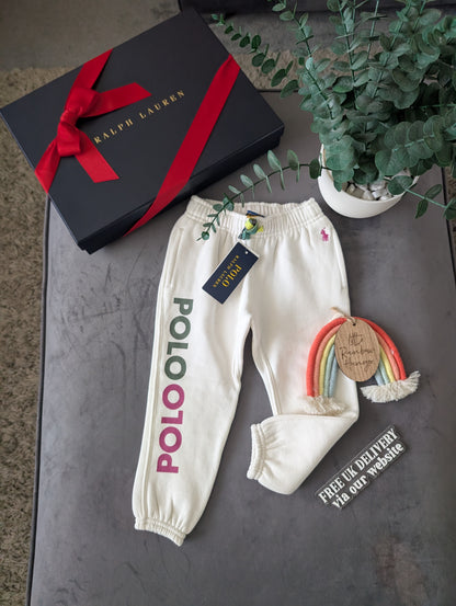 New Polo Ralph Lauren Baby Girls Joggers Trousers 18-24m Ivory RRP £75.00 Gift