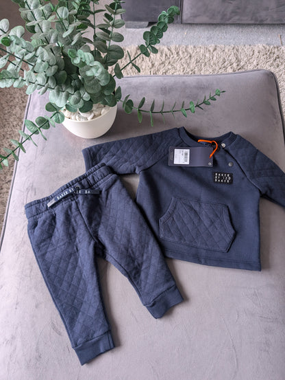 BNWT Ted Baker Boy Navy Blue Logo Tracksuit Jogger Set Outfit 0-3m Quilted Gift