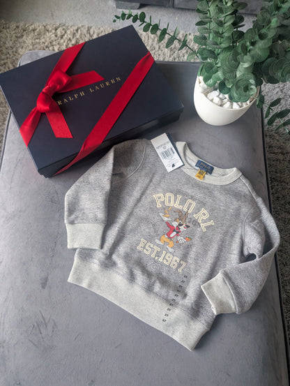 New stunning Ralph Lauren Bunny Luna Easter Grey Cute Jumper fleece 2yrs gift