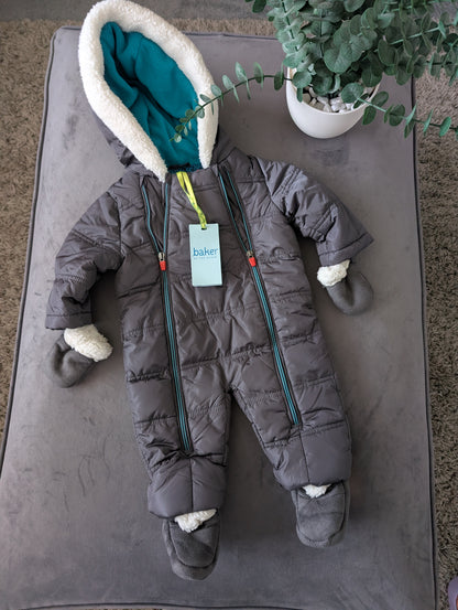 New Baby Boy Ted Baker Snowsuit All In One Suit 3-6 Months Grey Faux Fur Fleece